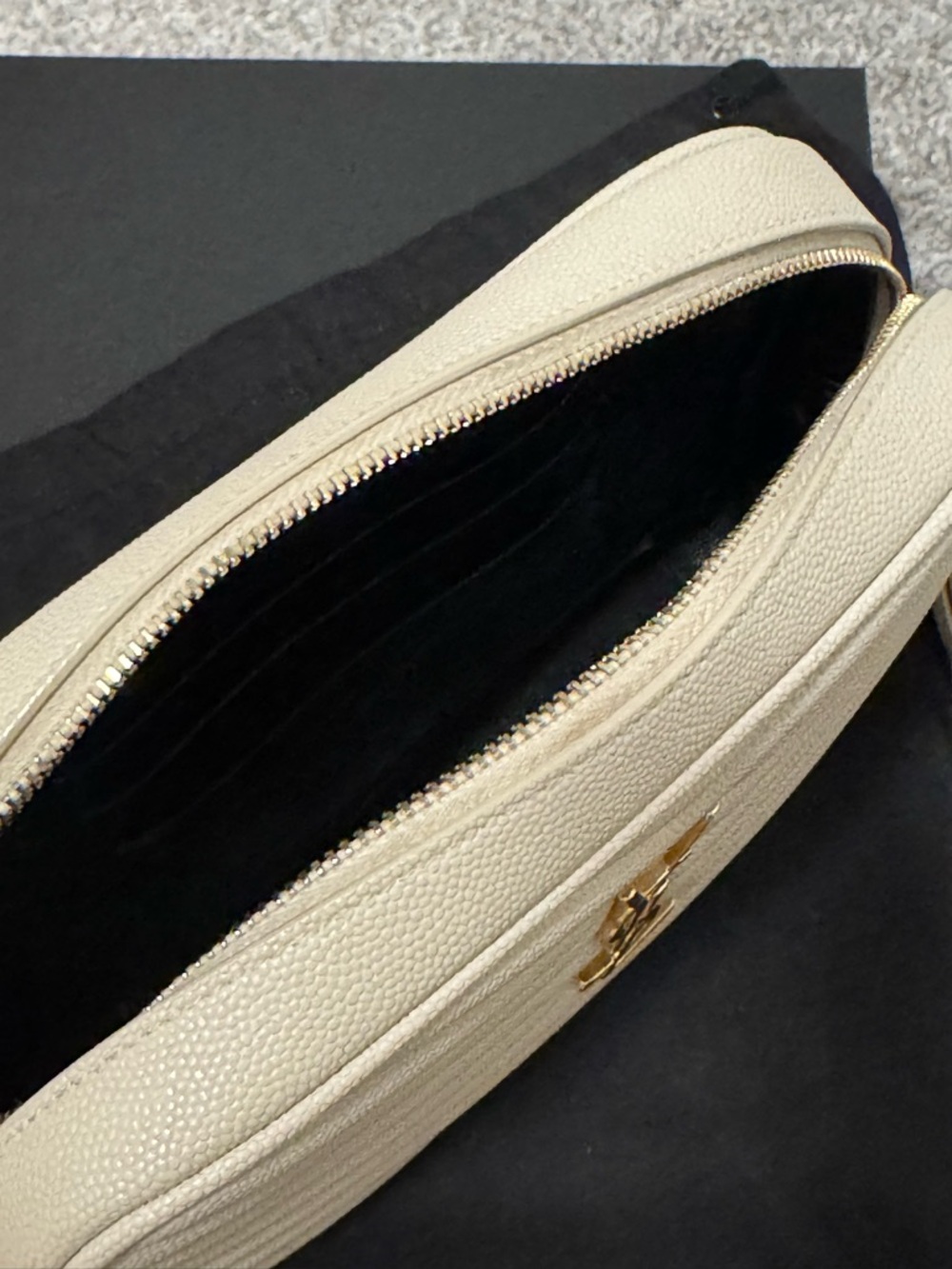 Saint Laurent Quilted Camera Crossbody Bag in Cream with Gold Hardware - Picture 9 of 16